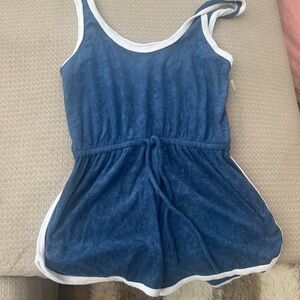 Women’s  Blue Velour Romper
